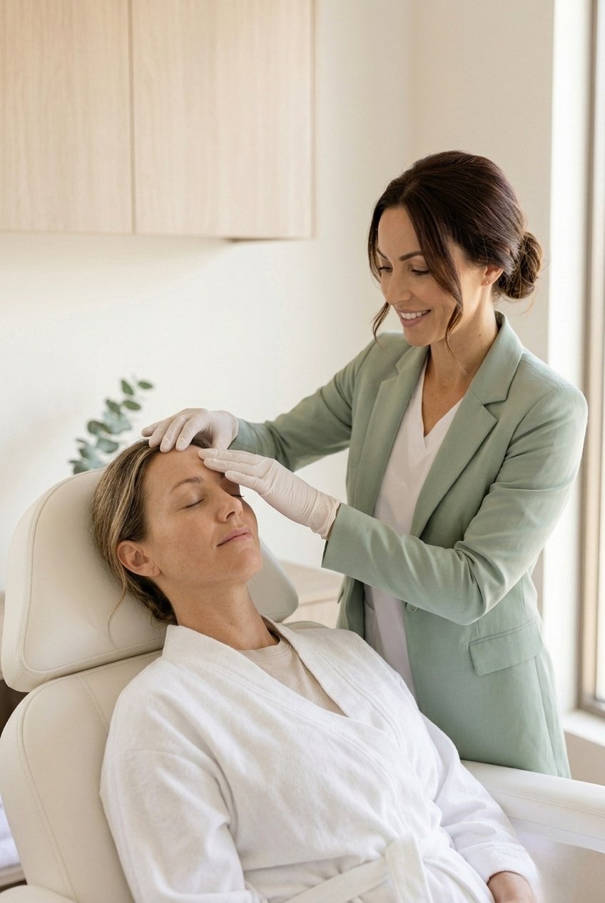 Natural glowing skin after skin booster treatment